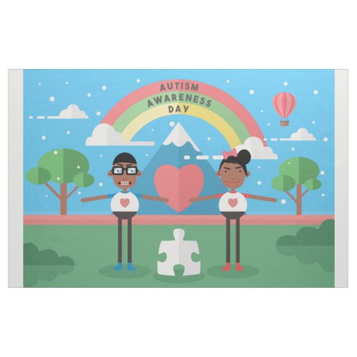 black autism awareness kids fabric