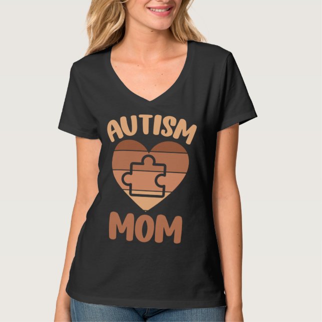 Black Autism Mom Of Autistic Son Kids Neurodiversi T-Shirt (Front)