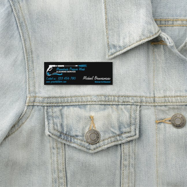 Black Auto Detail Pressure Power Washing Name Tag
