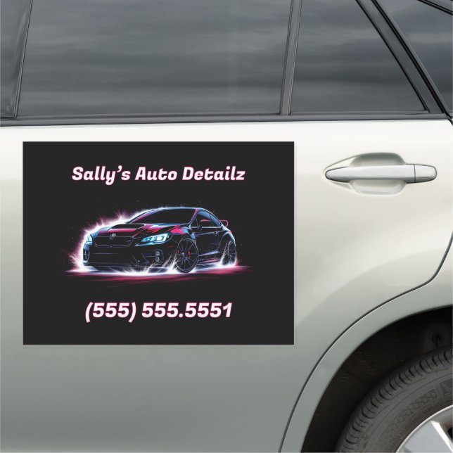 Black Auto Detailer Business Car Magnet (In Situ)