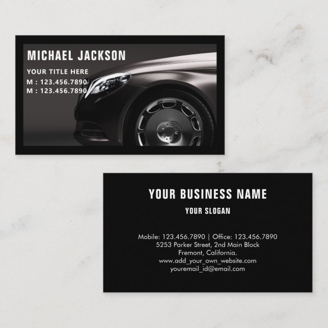 Black Auto Detailing, Auto Repair Black  Business Card (Front/Back)