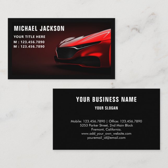 Black Auto Detailing, Auto Repair Black & red Business Card (Front/Back)