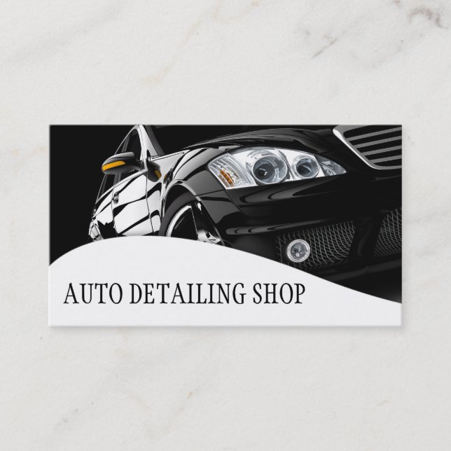 BLACK AUTO DETAILING AUTO REPAIR BUSINESS CARD (Front)
