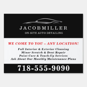 Black Auto Detailing Auto Repair Business Sign