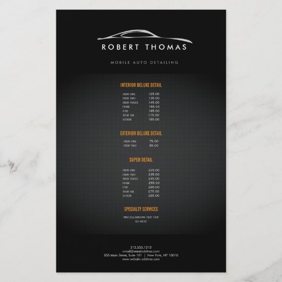 BLACK AUTO DETAILING, AUTO REPAIR FLYER