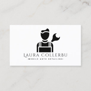 Black Auto Detailing, Auto Repair Logo Black Business Card