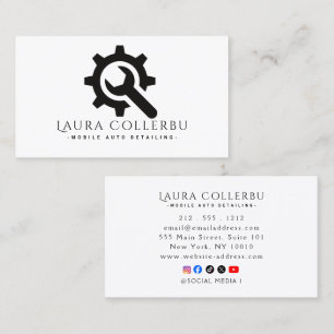 Black Auto Detailing, Auto Repair Logo Black Business Card