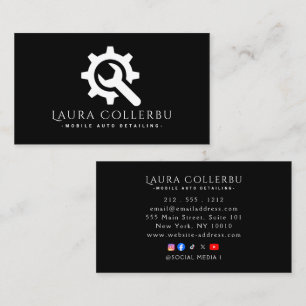 Black Auto Detailing, Auto Repair Logo Black Business Card