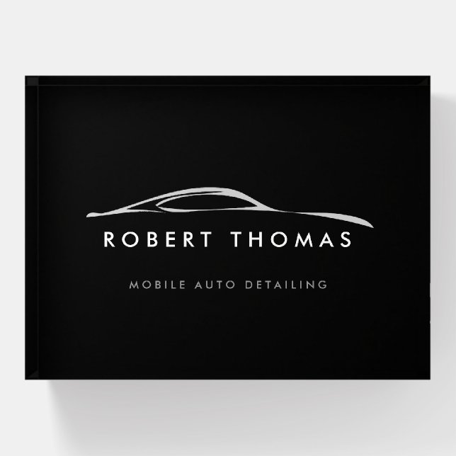 Black Auto Detailing, Auto Repair Logo Paperweight (Front)