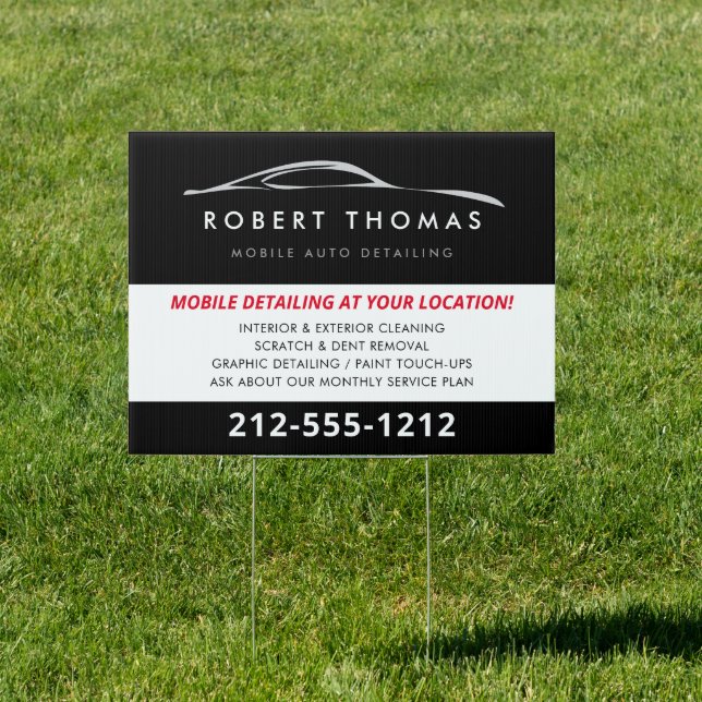 Black Auto Detailing, Auto Repair Sign (Insitu)