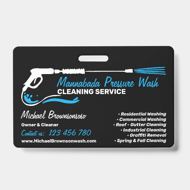 Black Auto Pressure Washing Power Wash CLEANING Badge (Front)