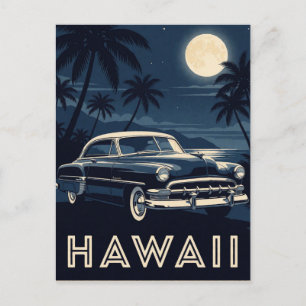 🚗 Black Automobile Hawaii Tropical Road Postcard