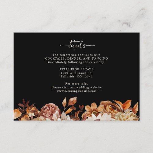 Black Autumn Details Enclosure Card