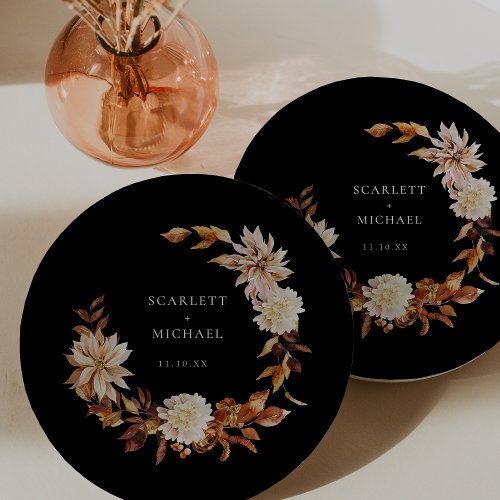 Black Autumn Wedding Paper Plates