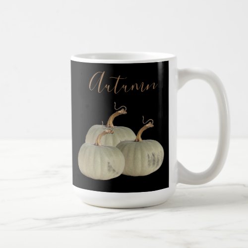Black Autumn White Pumpkins Thanksgiving Coffee Mug