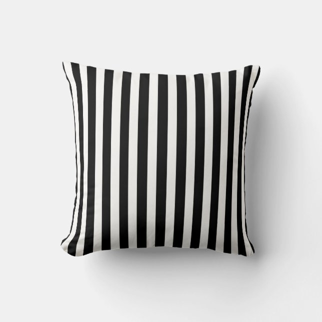 Black Autumnal Stripes with monogram Throw Pillow (Front)