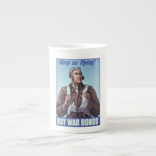 Black Aviators: U.S. WW2 Military Fighting Service Bone China Mug (Front)