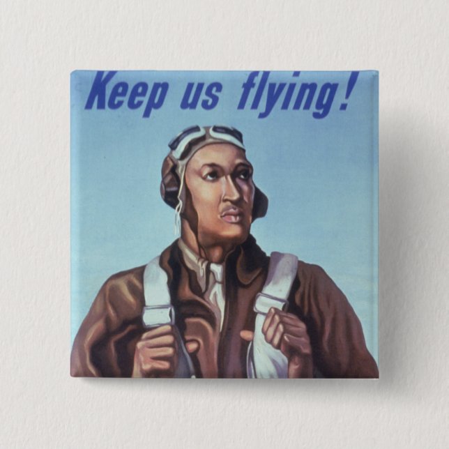 Black Aviators: U.S. WW2 Military Fighting Service Button (Front)