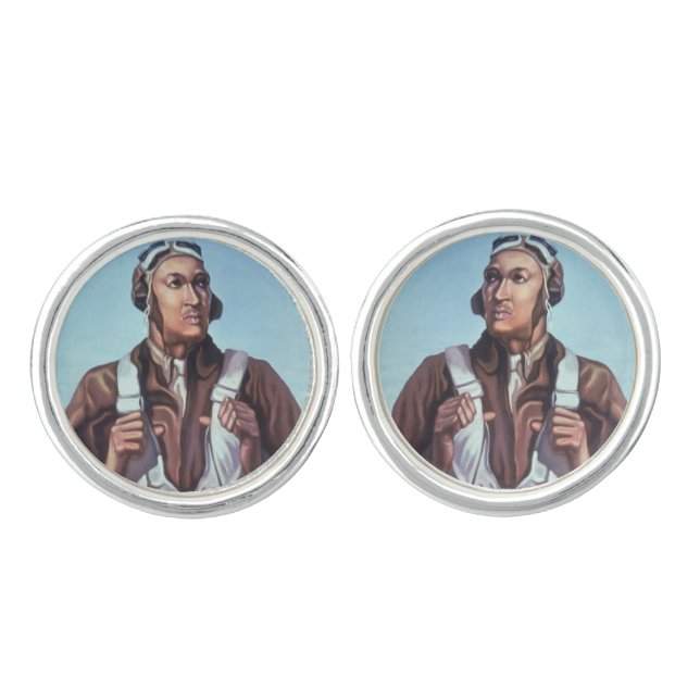 Black Aviators: U.S. WW2 Military Fighting Service Cufflinks (Front)