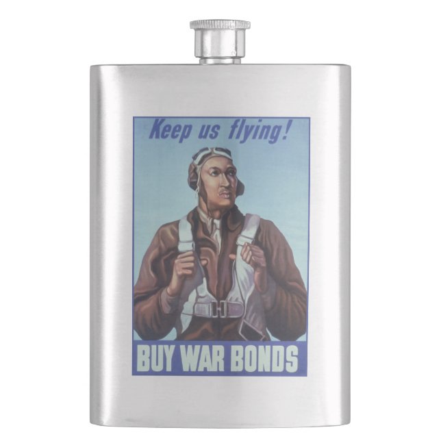 Black Aviators: U.S. WW2 Military Fighting Service Flask (Front)