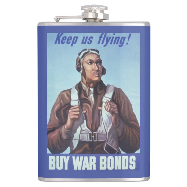 Black Aviators: U.S. WW2 Military Fighting Service Flask (Front)