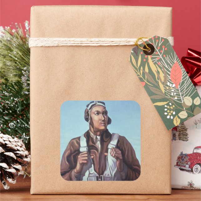 Black Aviators: U.S. WW2 Military Fighting Service Square Sticker (Holiday)