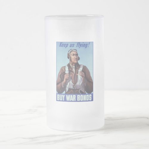 Black Aviators US Military Fighter Pilots Frosted Glass Beer Mug