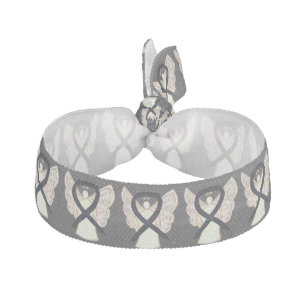 Black Awareness Ribbon Angel Custom Art Hair Ties