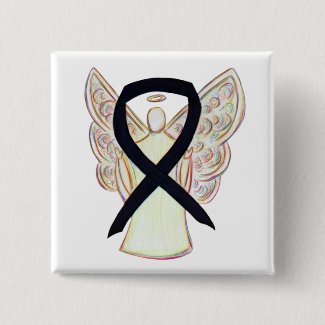 Black Awareness Ribbon Angel Custom Art Pins
