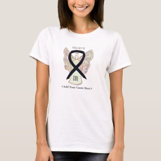 Black Awareness Ribbon Angel Custom Cause Shirts