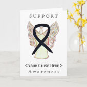 Black Awareness Ribbon Angel Customized Card (Yellow Flower)