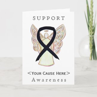 Black Awareness Ribbon Angel Customized Card