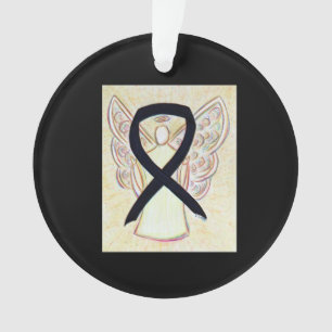Black Awareness Ribbon Angel Customized Ornaments