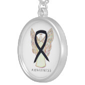 Black Awareness Ribbon Angel Jewelry Necklace (Front Right)