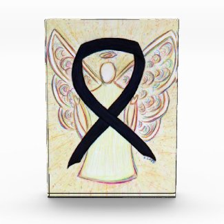 Black Awareness Ribbon Angel Paperweight Award 