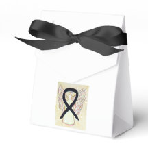Black Awareness Ribbon Angel Party Favor Boxes
