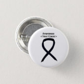 Black Awareness Ribbon Art Customized Message Pins (Front & Back)