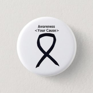 Black Awareness Ribbon Art Customized Message Pins