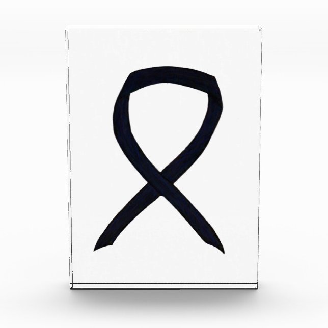 Black Awareness Ribbon Art Paperweight Award  (Front)