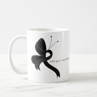 Black Awareness Ribbon Butterfly Coffee Mug