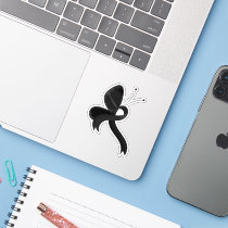 Black Awareness Ribbon Butterfly Sticker