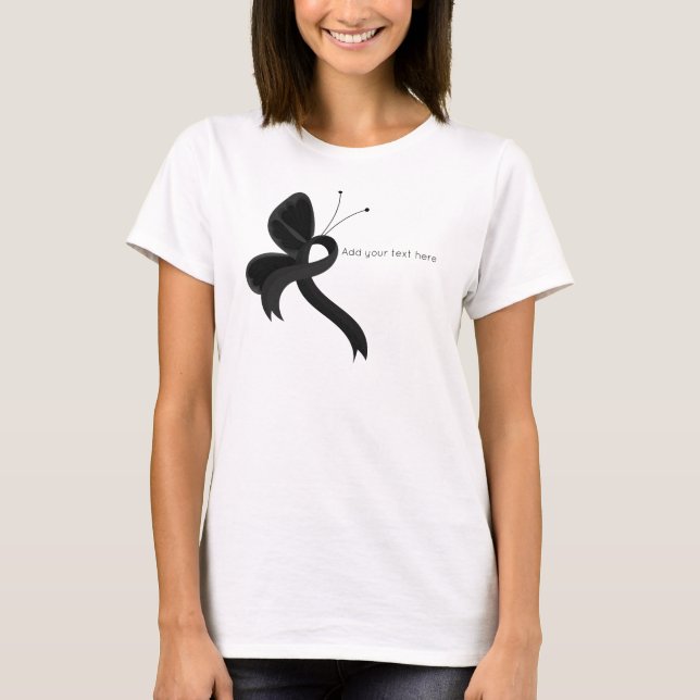 Black Awareness Ribbon Butterfly T-Shirt (Front)