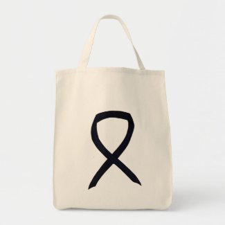 Black Awareness Ribbon Custom Art Tote Bag