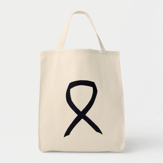 Black Awareness Ribbon Custom Art Tote Bag (Front)