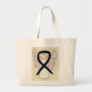 Black Awareness Ribbon Custom Tote Bag