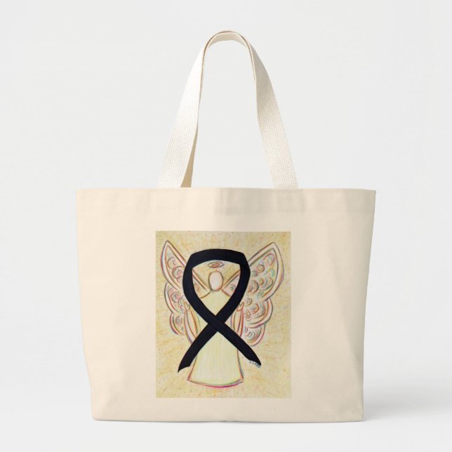 Black Awareness Ribbon Custom Tote Bag (Front)