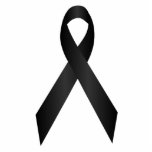 Black Awareness Ribbon Pin Statuette<br><div class="desc">A black awareness ribbon with a text template on a variety of products. The simple and elegant design is an original graphic vector with a gradient made to resemble a shinny satin ribbon.</div>