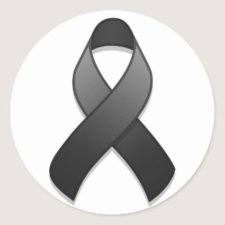 Black Awareness Ribbon Round Sticker