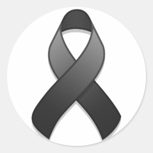 Black Awareness Ribbon Round Sticker