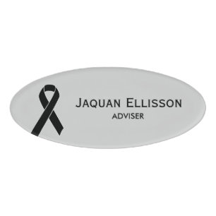 Black Awareness Ribbon + your message Name Tag